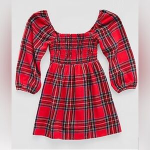 Thereabouts Girls Vibrant Long Sleeve A-Line Dress Red Tartan size S 7/8 -NWT